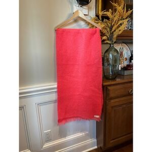 Mohair Wool Scarf Oversized Coral‎ Pink Soft Made in England Vintage Winter Snow